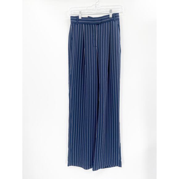 Babaton Sadiki Wide Leg High Waisted Blue Striped Pants Size 0 - Picture 2 of 7